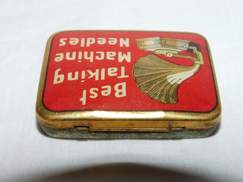 ANTIQUE " BEST TALKING MACHINE NEEDLES " PHONOGRAPH / GRAMOPHONE TIN NEEDLE BOX