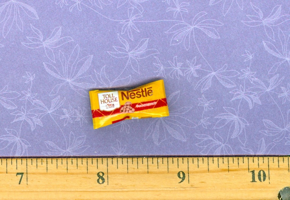 Dollhouse Miniature Size Butterscotch Baking Chips Bag
