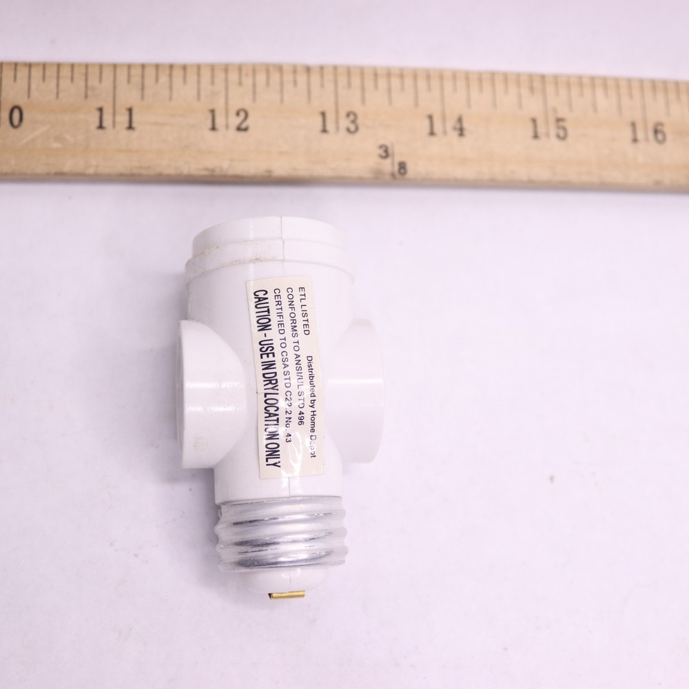 Light Bulb Socket Adapter White 2-Outlet