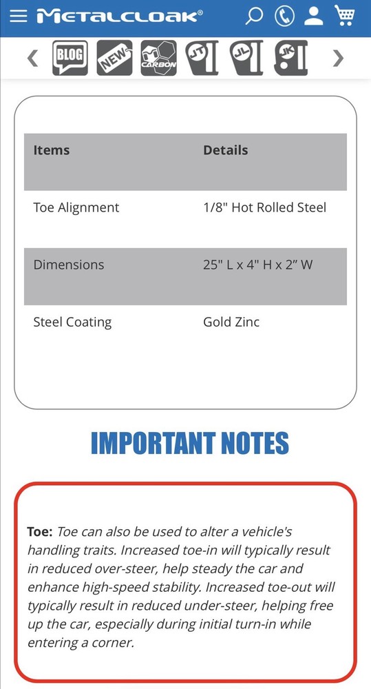 MetalCloak DIY Steering/Toe Alignment Kit