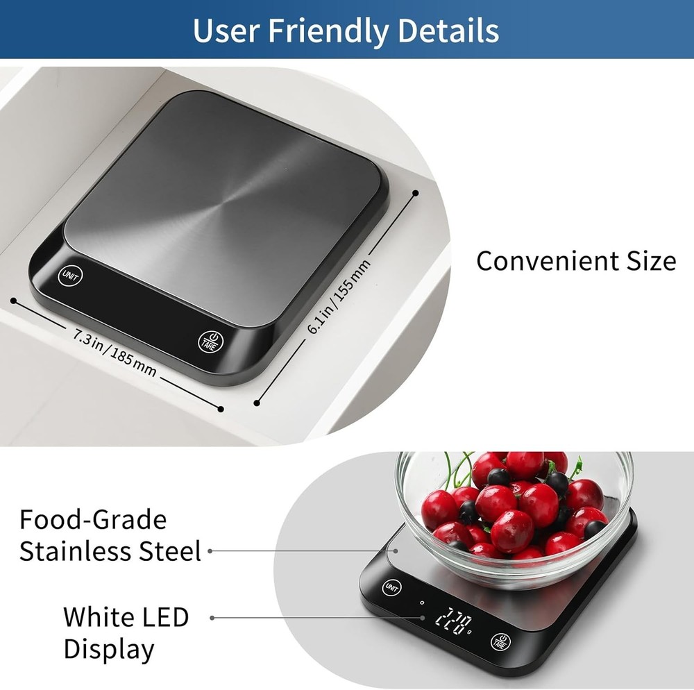 22lb Digital Kitchen Scale – High Precision Food Scale for Baking, Cooking & Wei