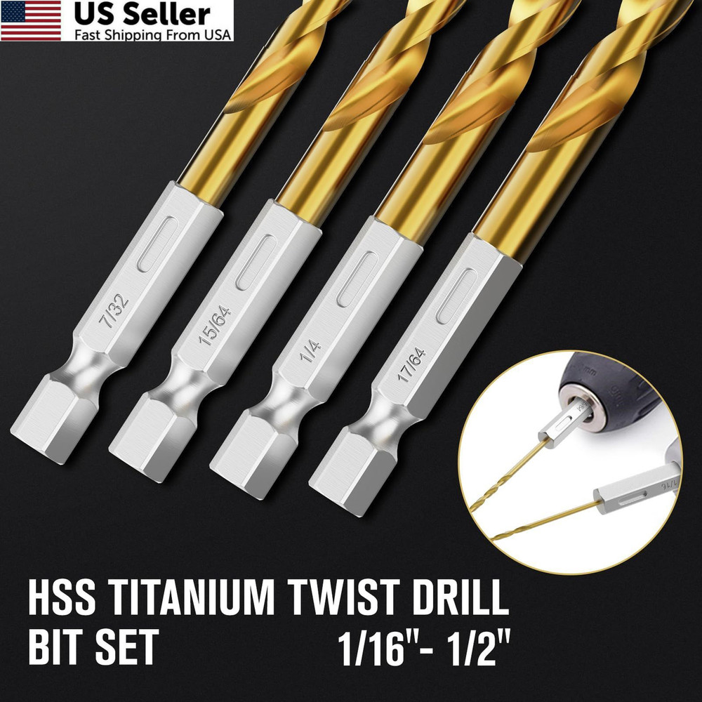 MACXCOIP Hex Shank Drill Bit Set, 30Pcs HSS Titanium Twist 30pcs