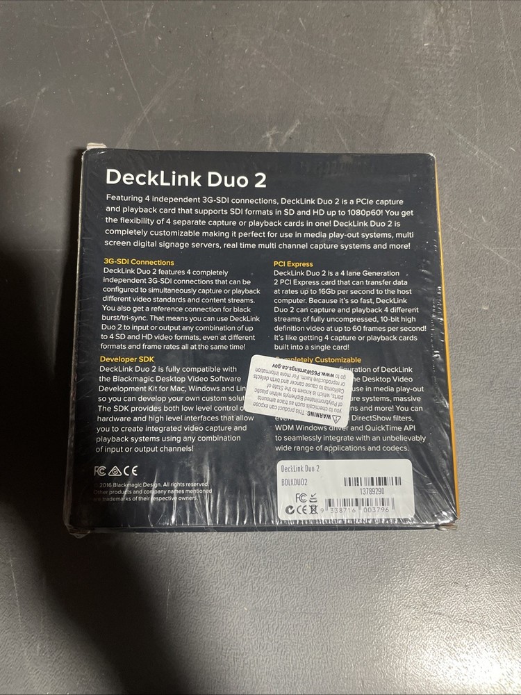 Blackmagic Design Decklink Duo 2 SDI Playback Capture Card