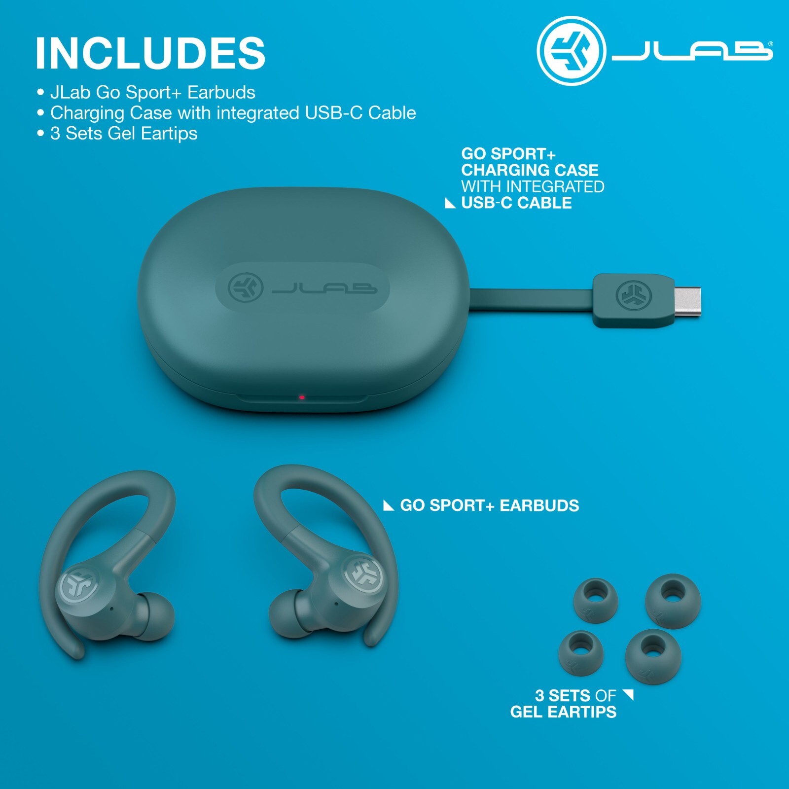 JLab GO Sport+ True Wireless Earbuds, Gym & Work Out Headphones, Bluetooth