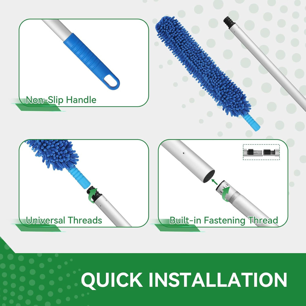 RV Awning Cleaner, Bendable Mop-Head, Hyper-Absorbent Pad, Extendable Pole, Non-