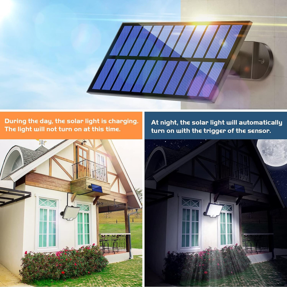 106 LED Solar Powered Motion Sensor Security Light Waterproof Garden Lamp 1/3pcs