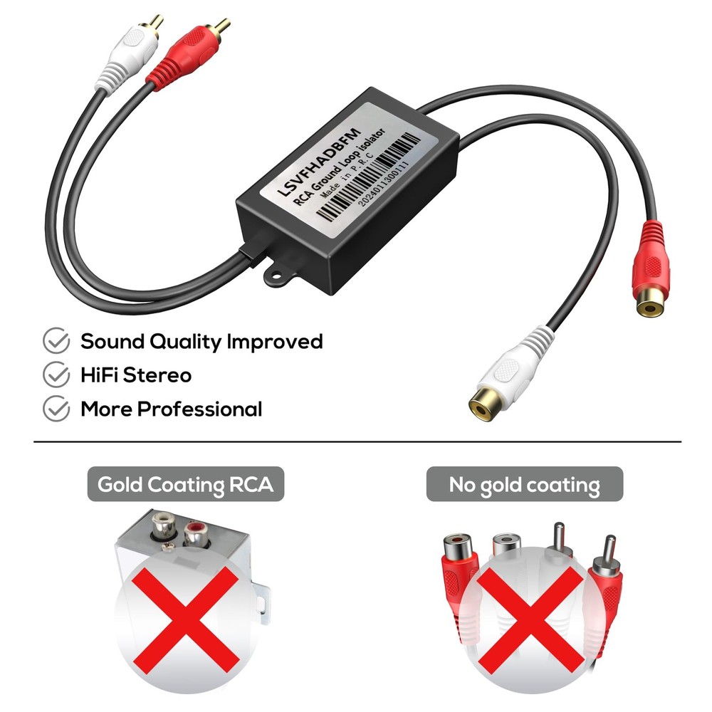 Gold Coating RCA Noise Filter Hum Eliminator Ground Loop Noise Isolator