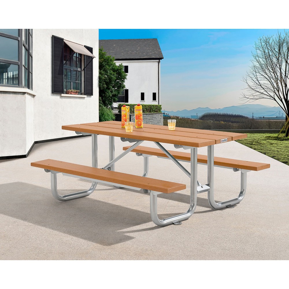 Global Industrial 6' Rectangular Outdoor Picnic Table Recycled Plastic with