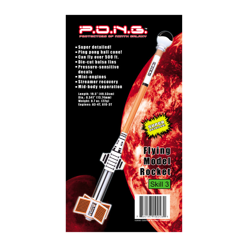 Custom Flying Model Rocket Kit PONG CRC 10043