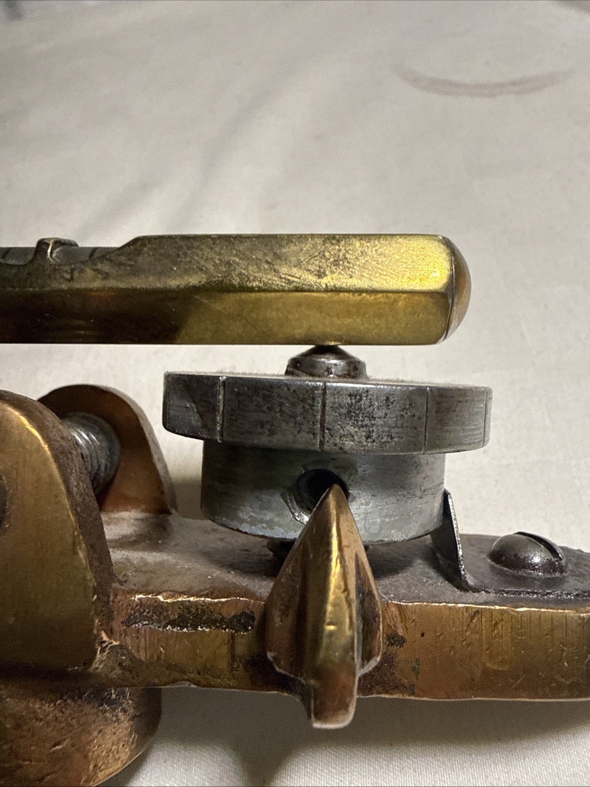 Polished Bronze Inclinometer w/ Micrometer Adjustment W a Starrett No. 135 Level