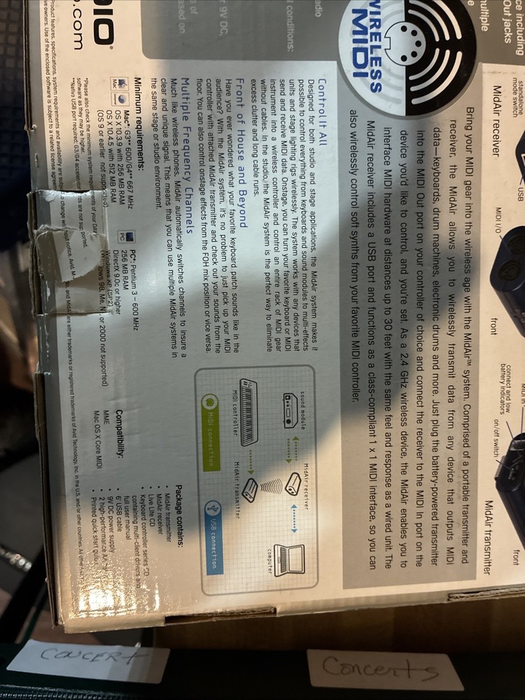 MIDAIR WIRELESS MIDI Transmitter And Receiver