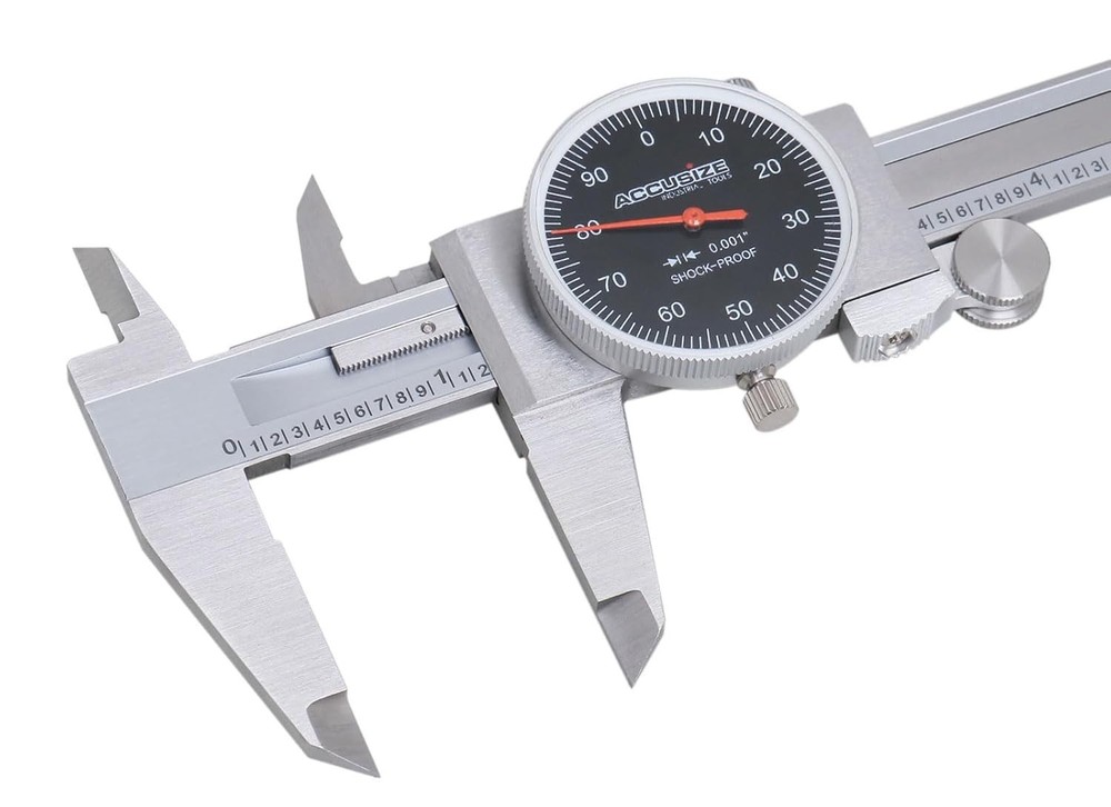 Tools 0-6" x 0.001" (Range x Resolution) Dial Caliper, Black Face Red Needle