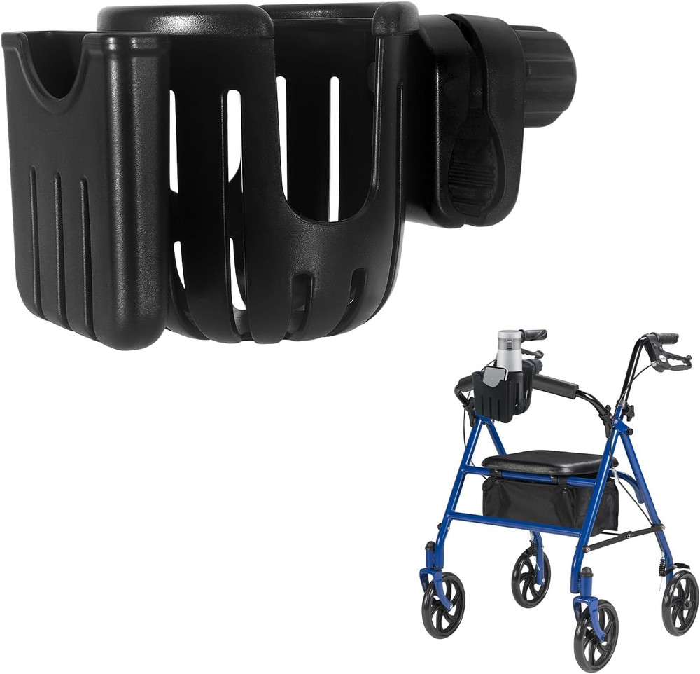 Rollator Cup Holder for Rolling Walker with Phone Holder,360° Rotatable,Black