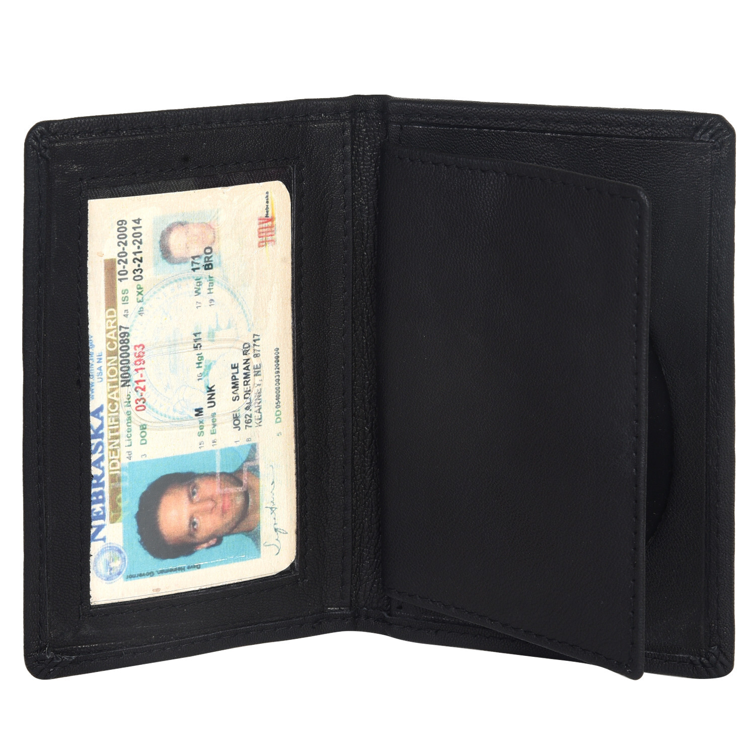 POLICE ID BADGE HOLDER SHIELD BADGE BIFOLD NEW BLACK GENUINE LEATHER