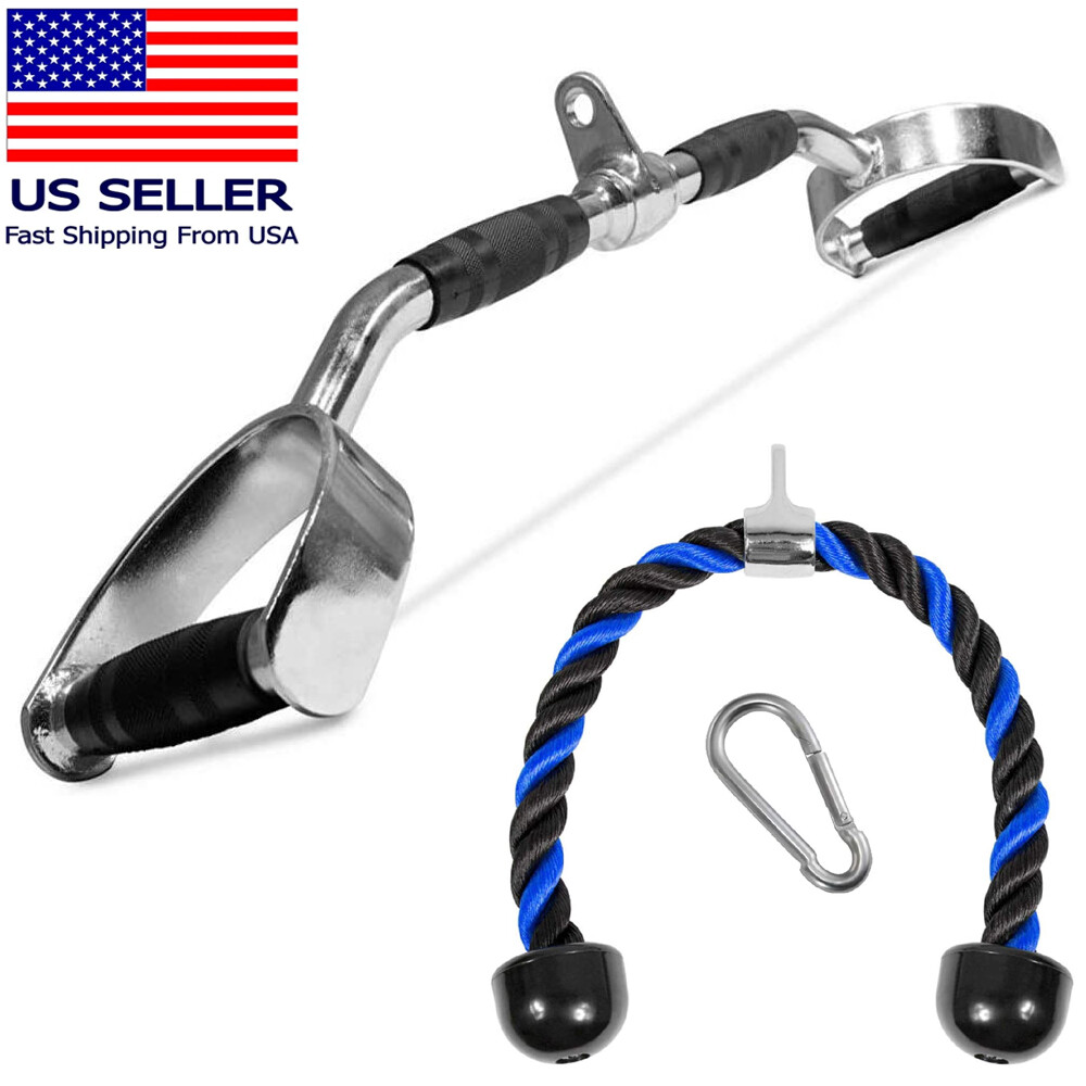 Home Gym Cable Attachment Handle Machine Strength Exercise Press Down Lat Set