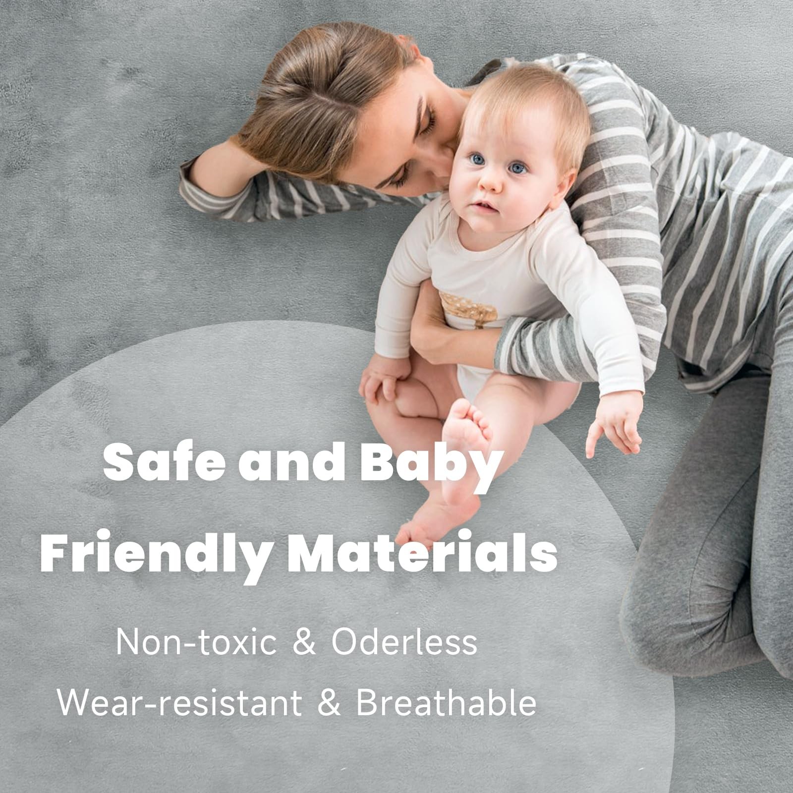 Baby Play Mat for Floor 1.3" Thick Memory Foam 50x50 Soft Velvet Playpen Mat ...