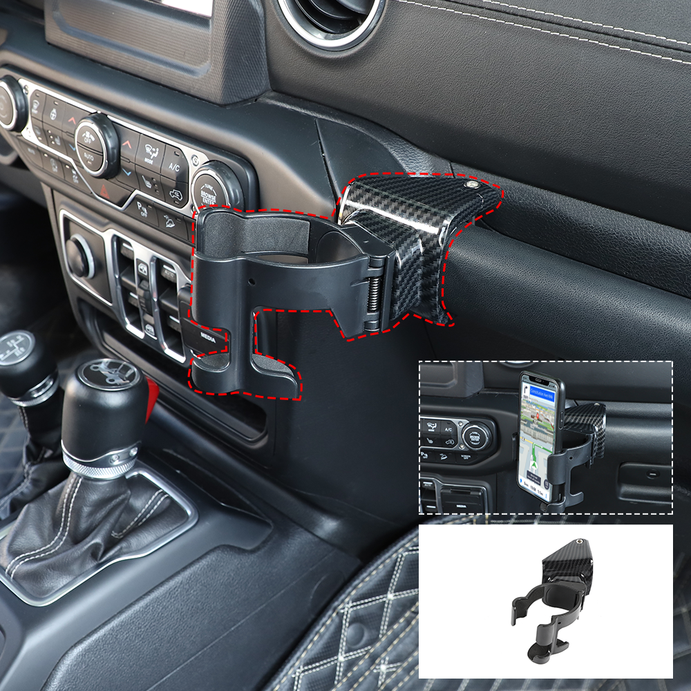 Multi-Function Phone Mount Cup Holder Stand Bracket For Jeep Wrangler JL 2018+