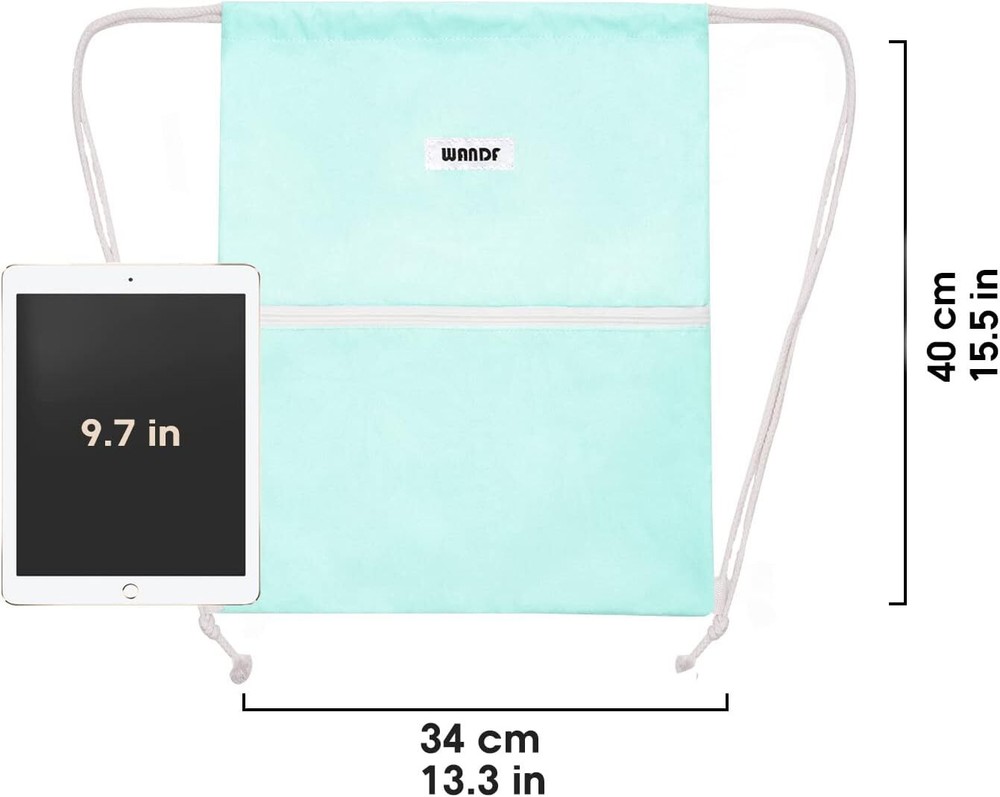 WANDF Drawstring Backpack String Bag Sackpack Cinch Water Mint Green