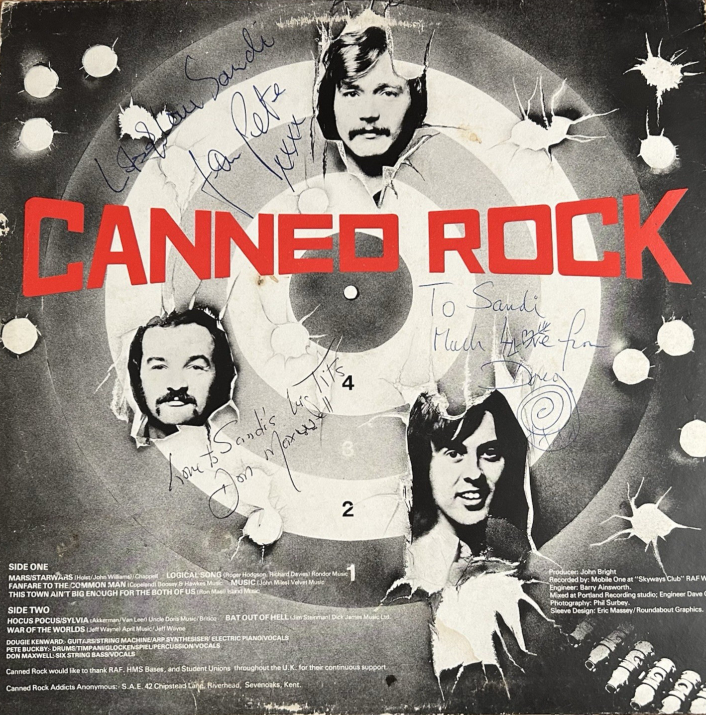 Canned Rock "Live" Vinyl - UK Import - Autographed/Signed - Dougie Kenward + 2