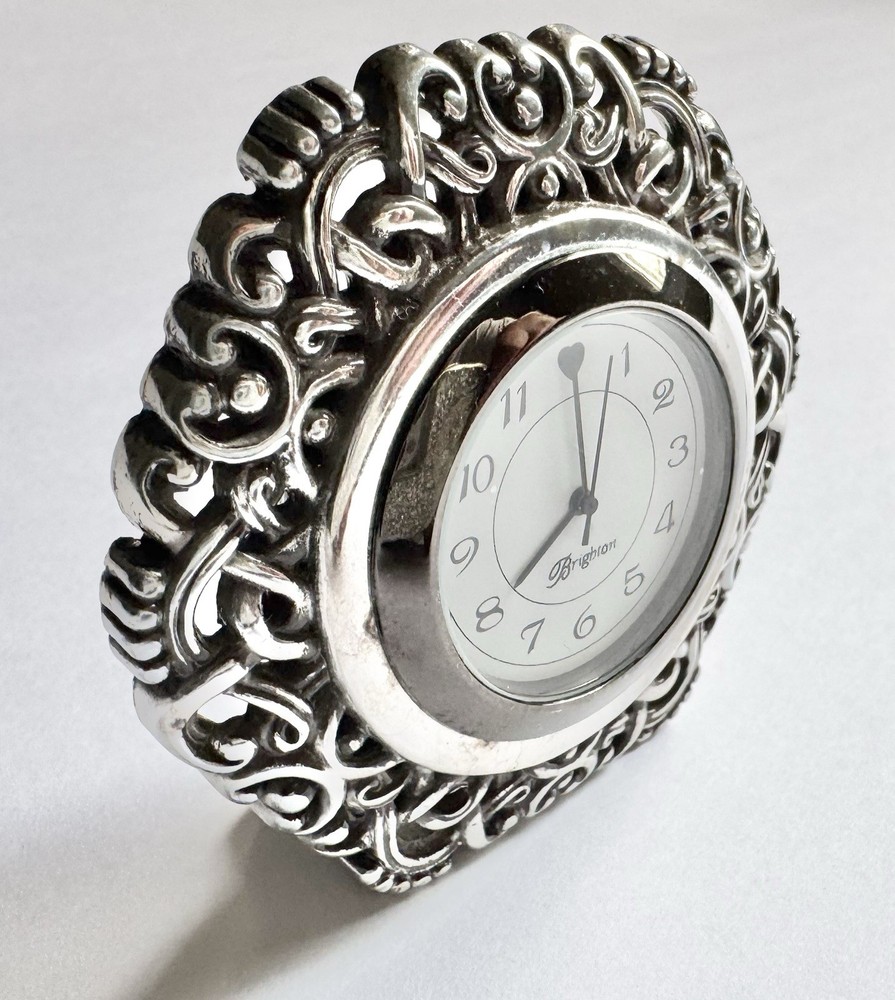Brighton Silver Filigree Desk Clock Silcon Electronics