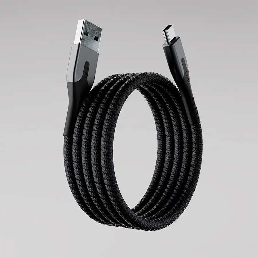 STATIK Magstack 3 Foot USB-A to USB-C Magnetic Charging Cable - Black