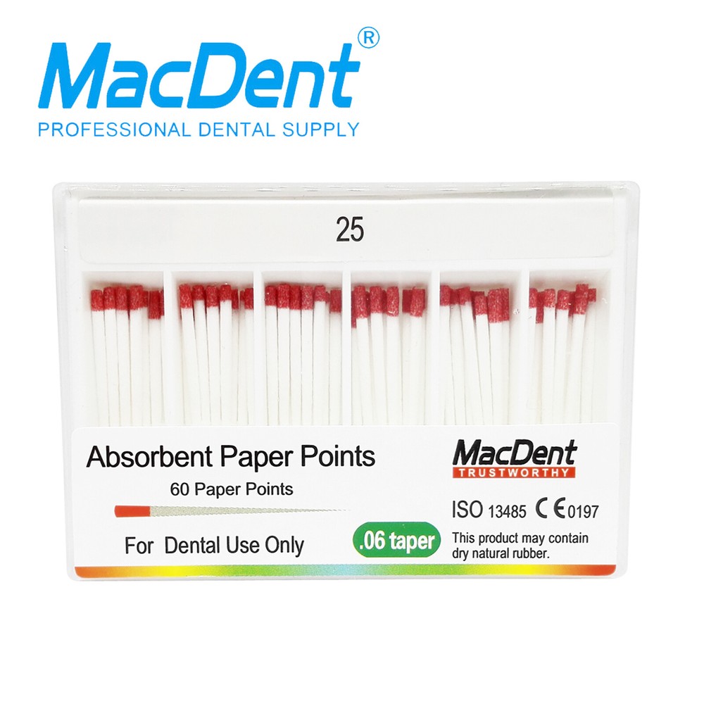 Dental Root Canal Absorbent Paper Points Color Coded Taper .02/.04/.06 MacDent