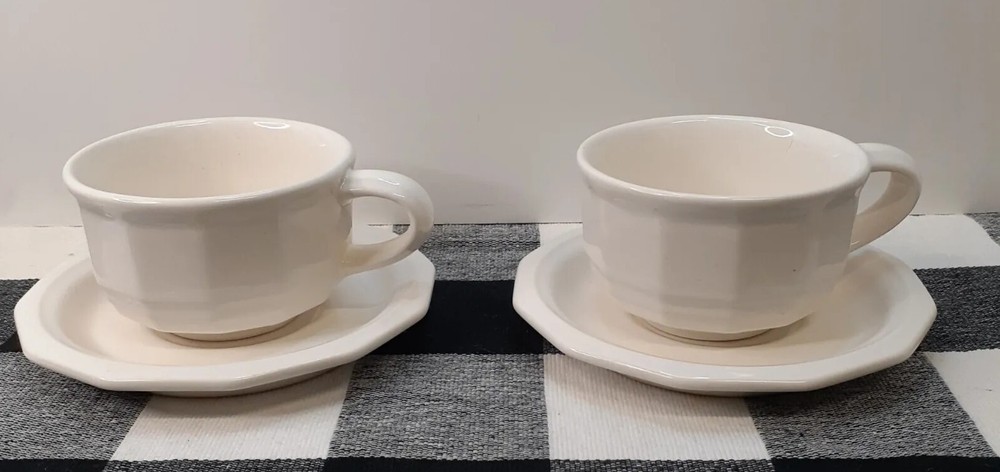 Pfaltzgraff Heritage Off White Flat Cup and Saucer (Set of 2)