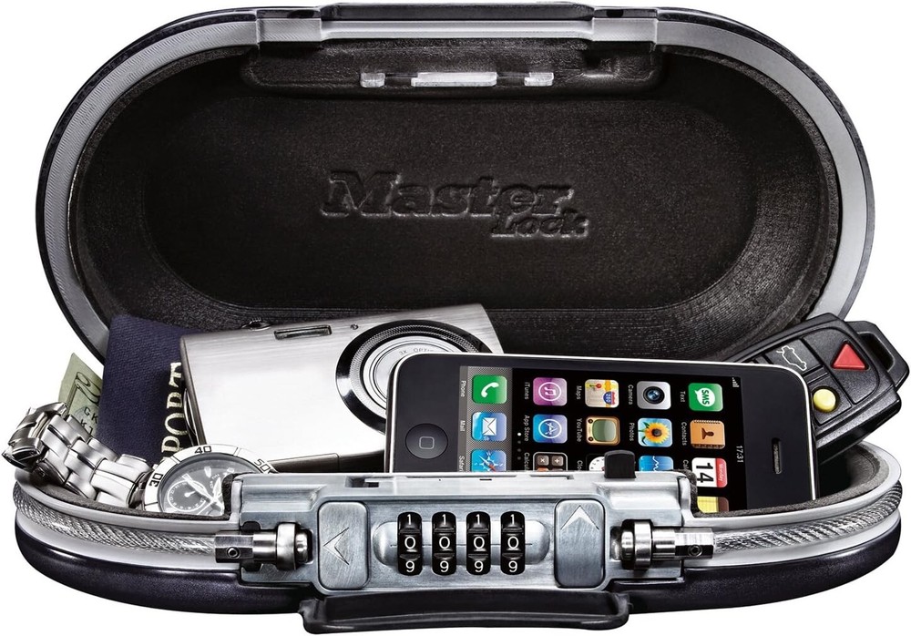 Master Lock 5900D Portable Lock Box Safe, Combo Lock, Gunmetal Grey