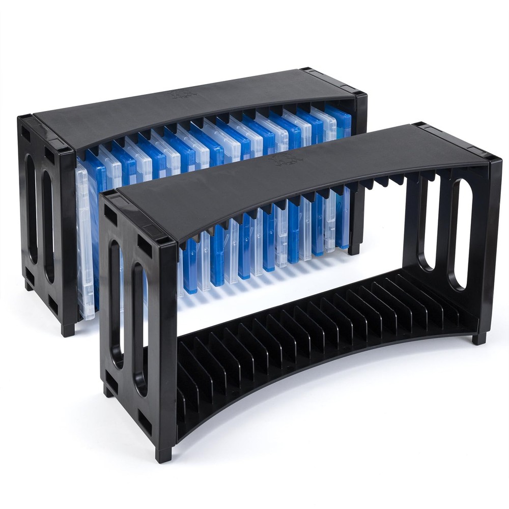 Storage Rack, Stackable ABS 2 Pack Storage Organizer Can Hold 40 Slim Jewel C...