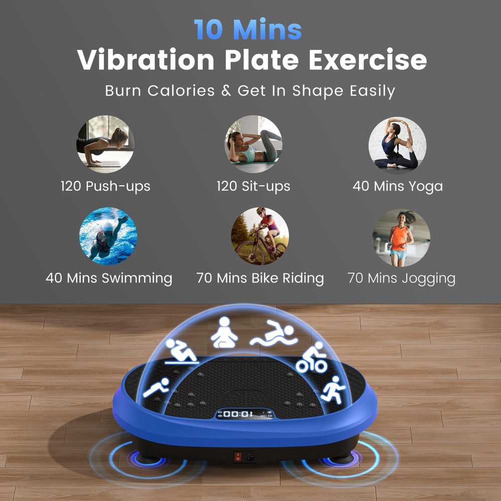 Vibration Plate Exercise Machine, Vibrating Fitness Platform for Blue
