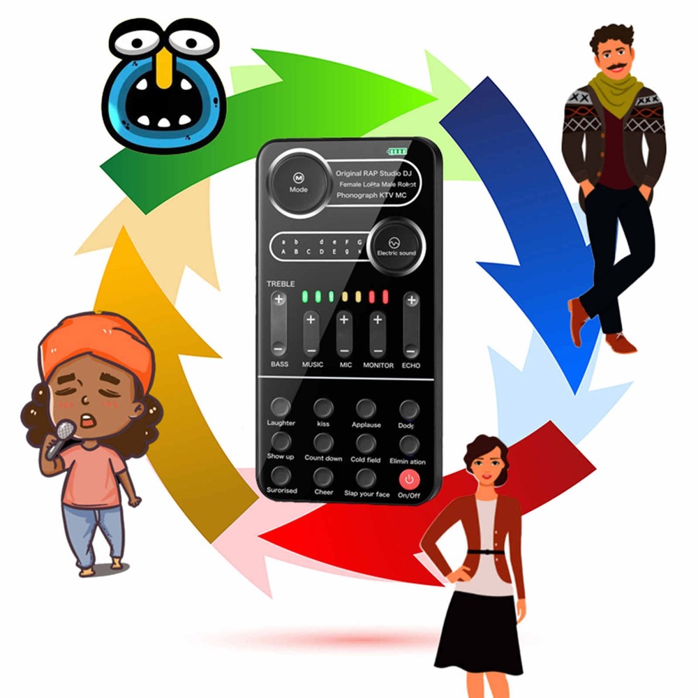 For Computer Sound Card Portable Mixer with Evading Function 13 Sound Modes