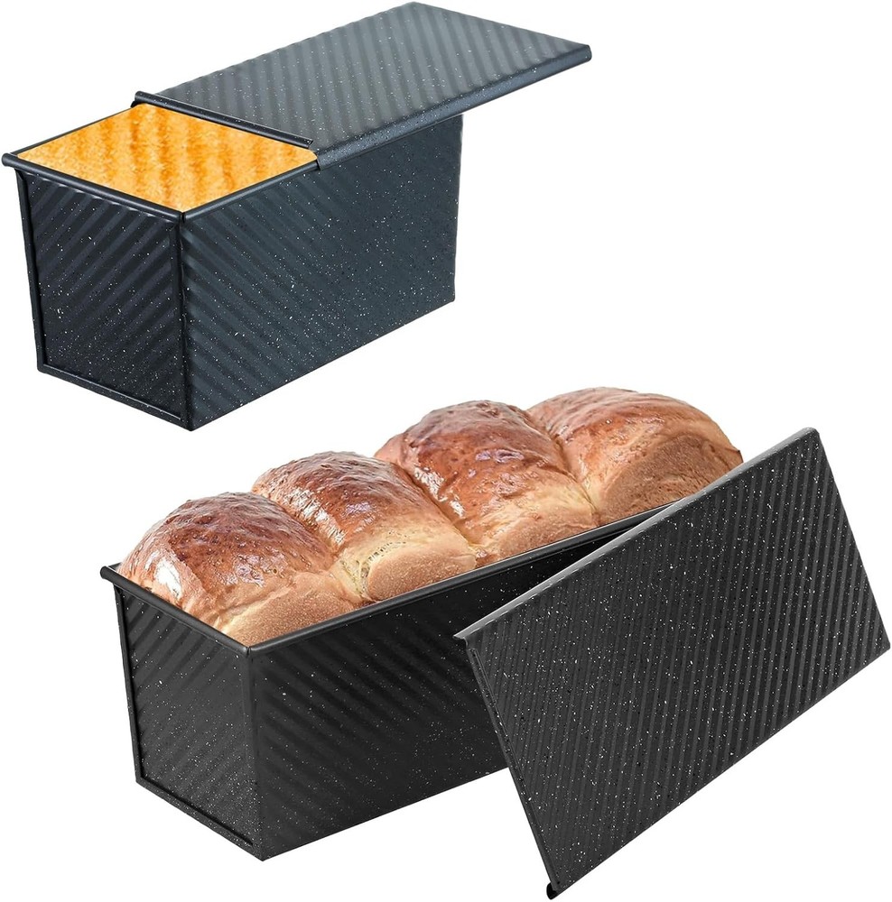 2.2lb & 1lb Nonstick Pullman Loaf Pan Set - Oven Safe & Easy Clean