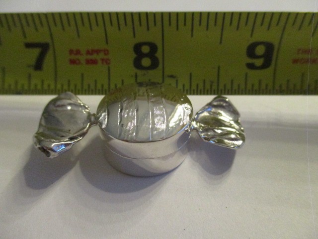 Sterling silver pill box toffee style round soild 925 Engraved on top Small