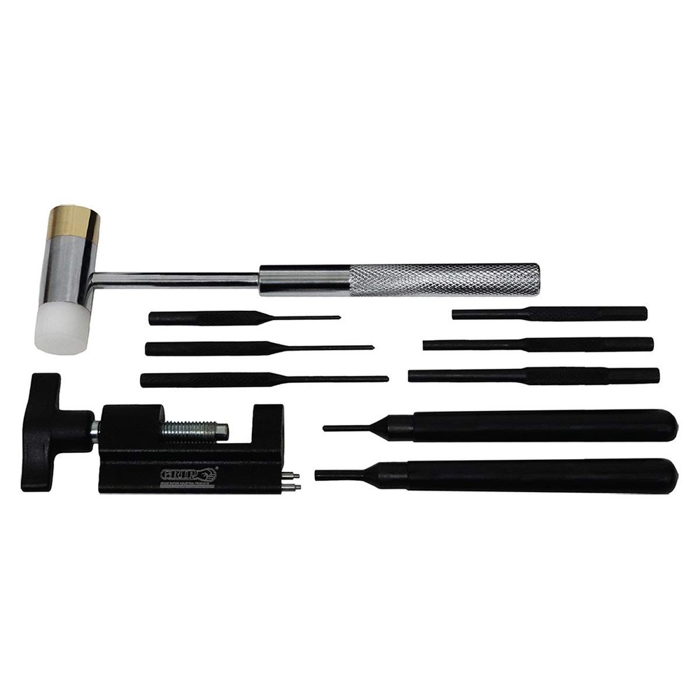 Grip 10 pc Master Gunsmithing Roll Pin Tool Kit - Dual Head Mallet, Bolt Catch P