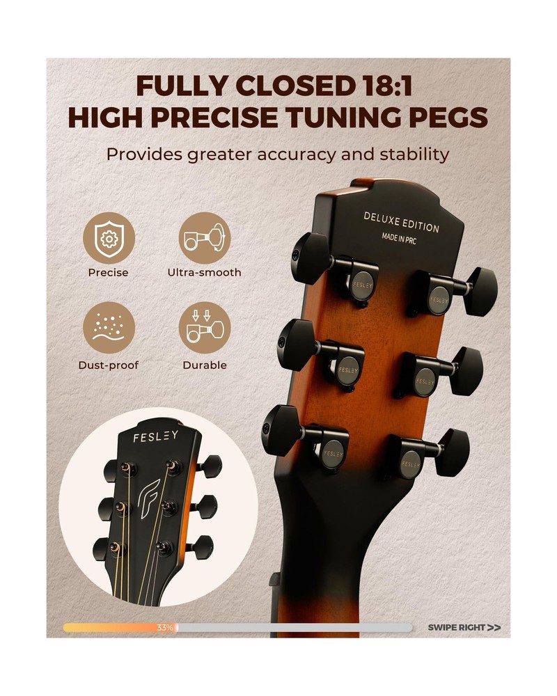 Fesley X FD60C 41" Acoustic Guitar Kit - Beginner