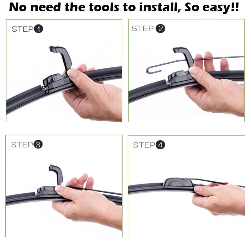 Pair Windshield Wiper Blades J-hook Quality 24" & 18" Inch Bracketless Frameless