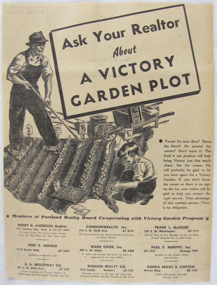 Vintage 1943 VICTORY GARDEN Farm Plot Newspaper Print Ad