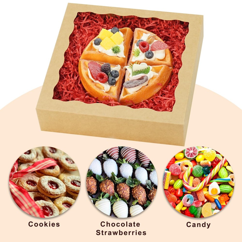 20 Pack Pie Boxes 10x10x2.5 Inch Bakery Boxes with Window Cookie Box Chocolat...