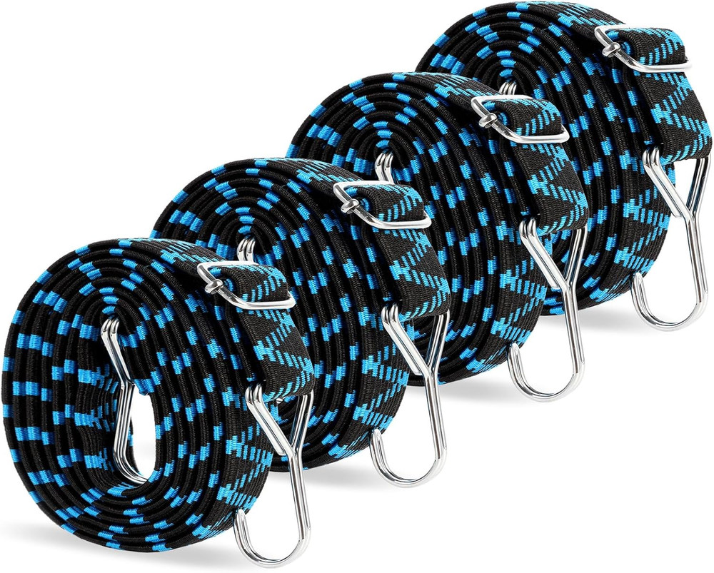 Adjustable Bungee Cords, Bungee Cords with Hooks Heavy Duty, Flat High Elasti...