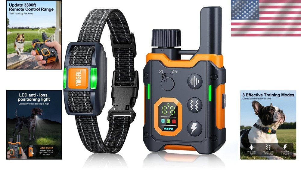 Electronic Dog Shock Collar for Large, Medium, Small Dogs - Adjustable & Durable