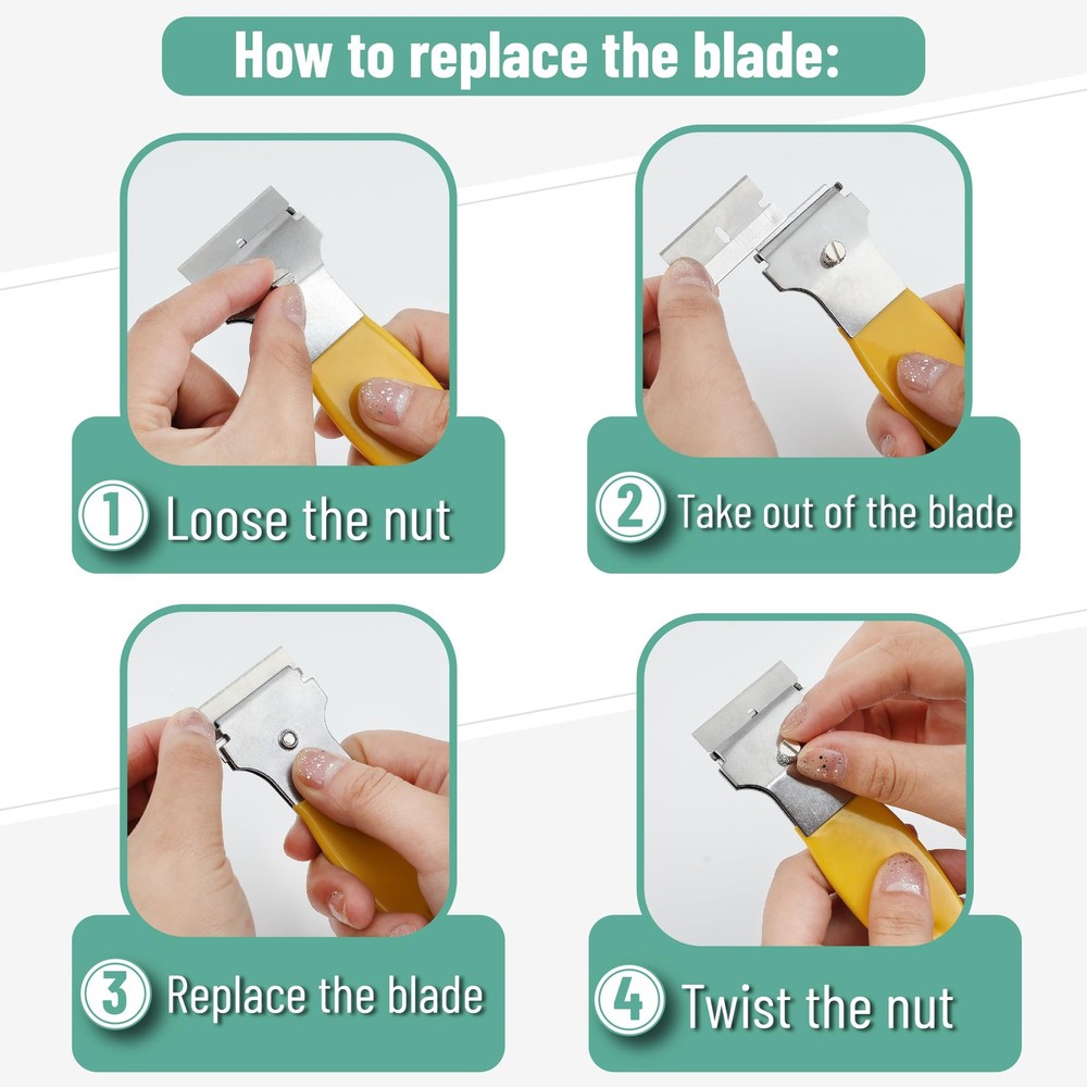 Bates- Razor Blade Scraper Set, 2 Pack, Yellow, Locking Set...