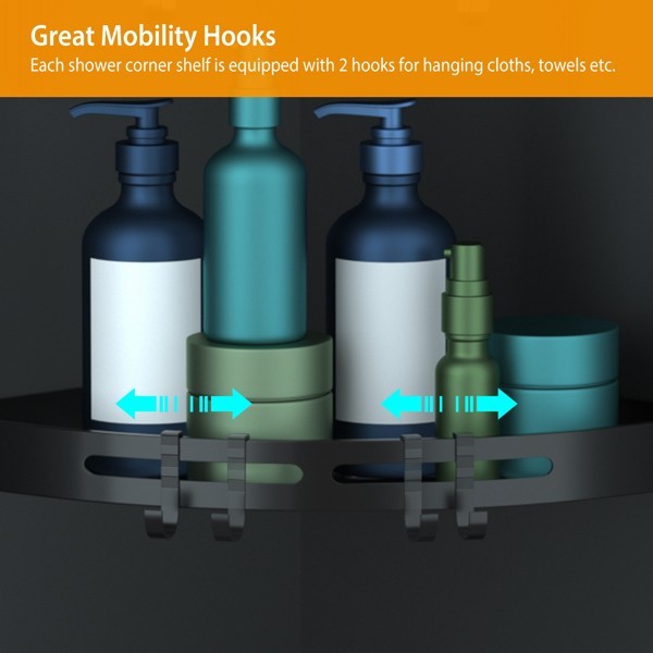Bathroom Shelf Storage Organizer Corner Shower Caddy Adhesive Wall Mounted 2 PCS