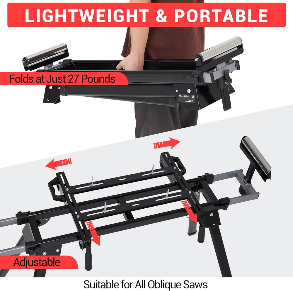 Miter Saw Stand with Quick Release Tool Mounting System, Universal Miter Saw Tab