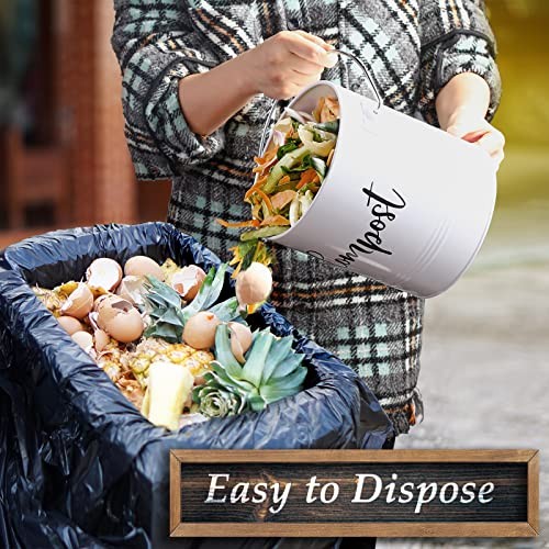 Compost Bin Kitchen, 1.3 Gallon Farmhouse Kitchen Compost Bin White