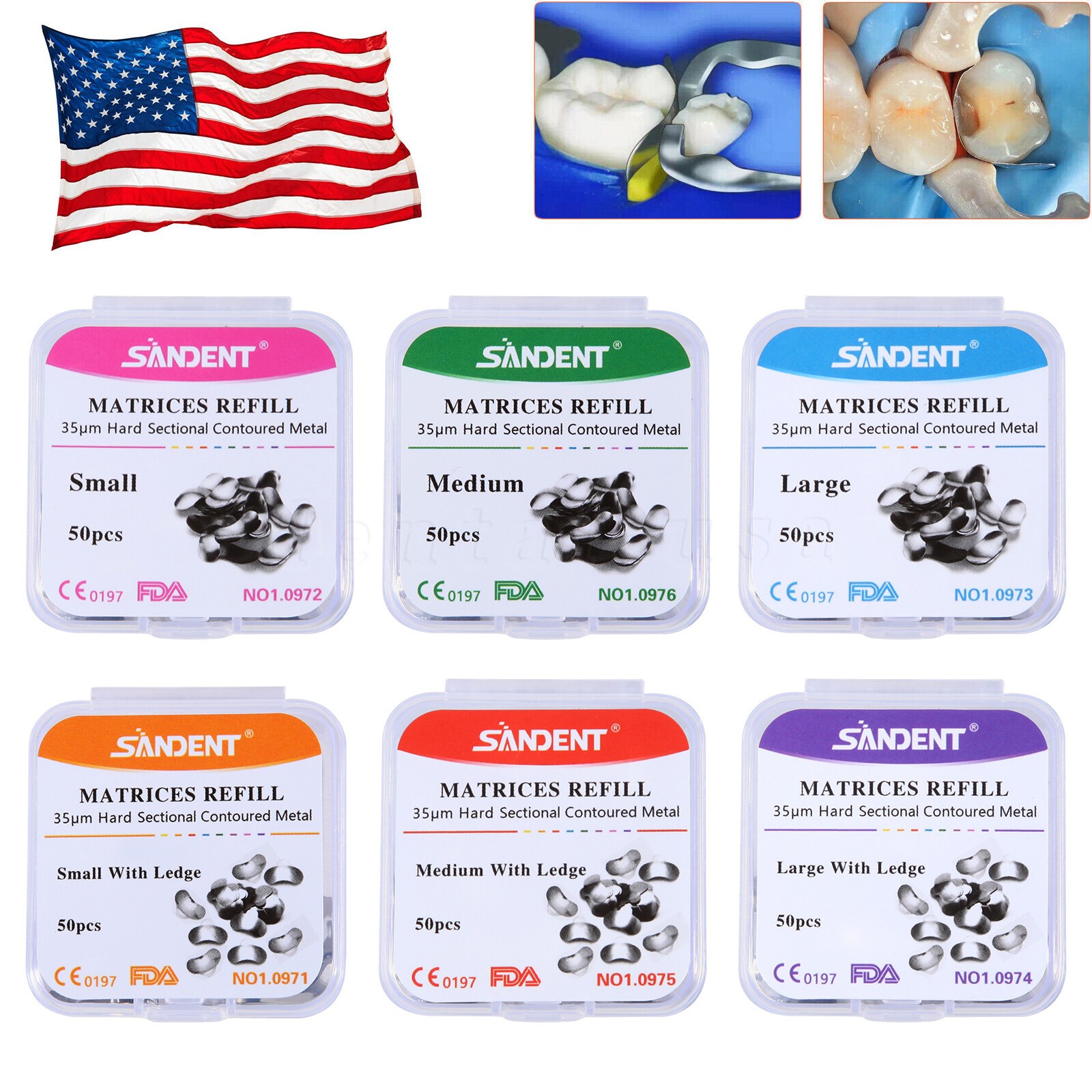 Dental Metal Matrices Matrix Band Sectional Contoured Refill S/M/L 50Pcs/1Pack