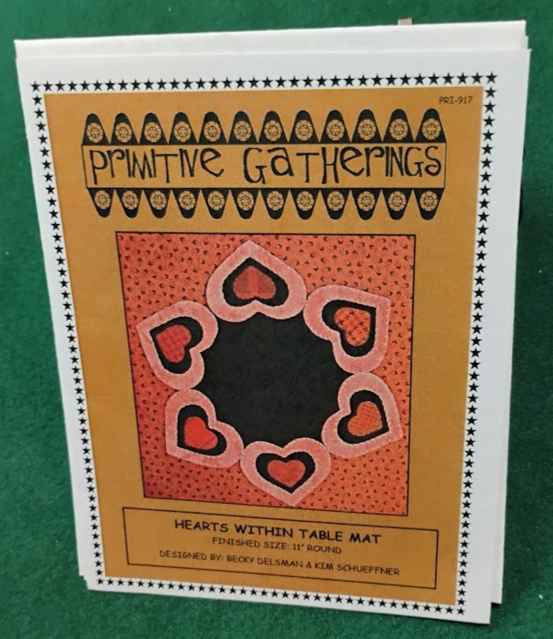 New Primitive Gatherings "Hearts Within Table Mat" Wool Applique Pattern