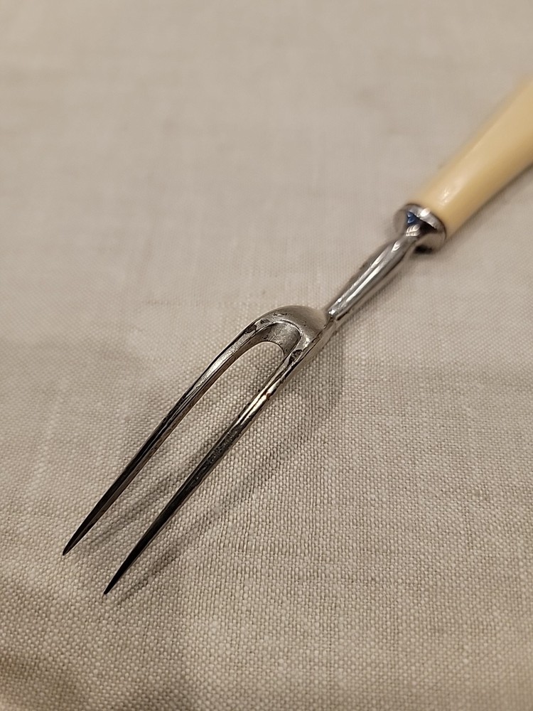 Vintage 8” Bakelite Meat Fork Butterscotch Handle