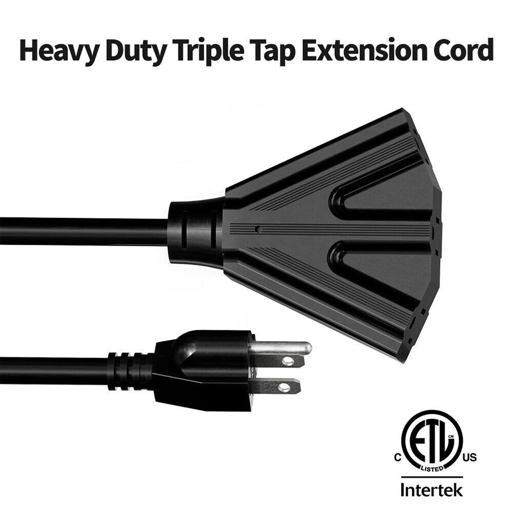 16/3 Outdoor Extension Cord Heavy Duty 3-Outlet SJTW Indoor/Outdoor 6/10/15/25FT