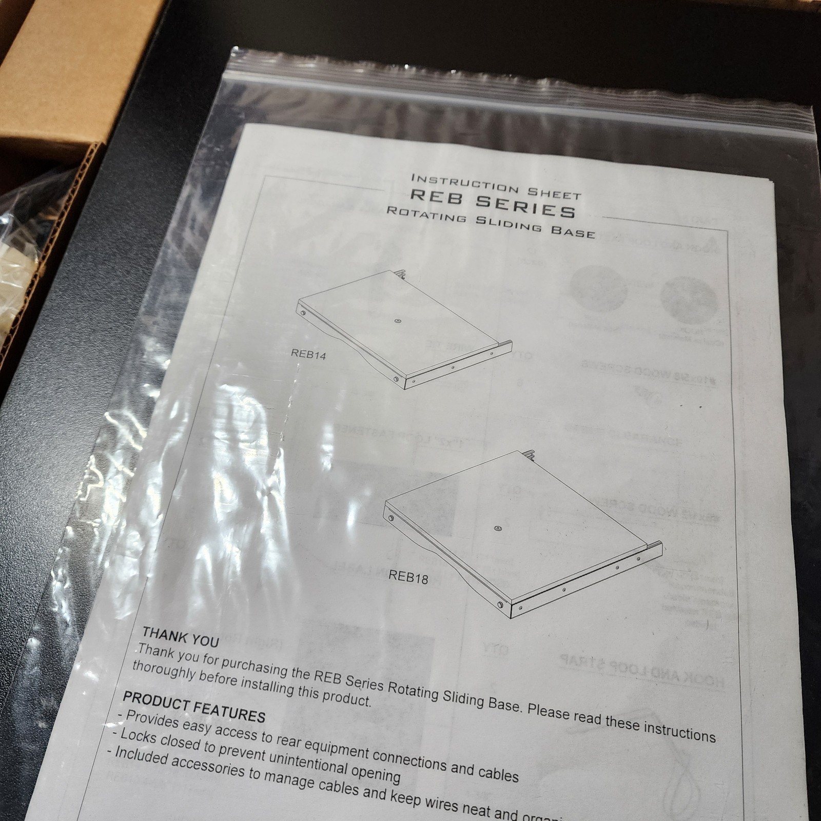 Middle Atlantic REB-14 14" Deep Rotating Equipment Slide Out Base