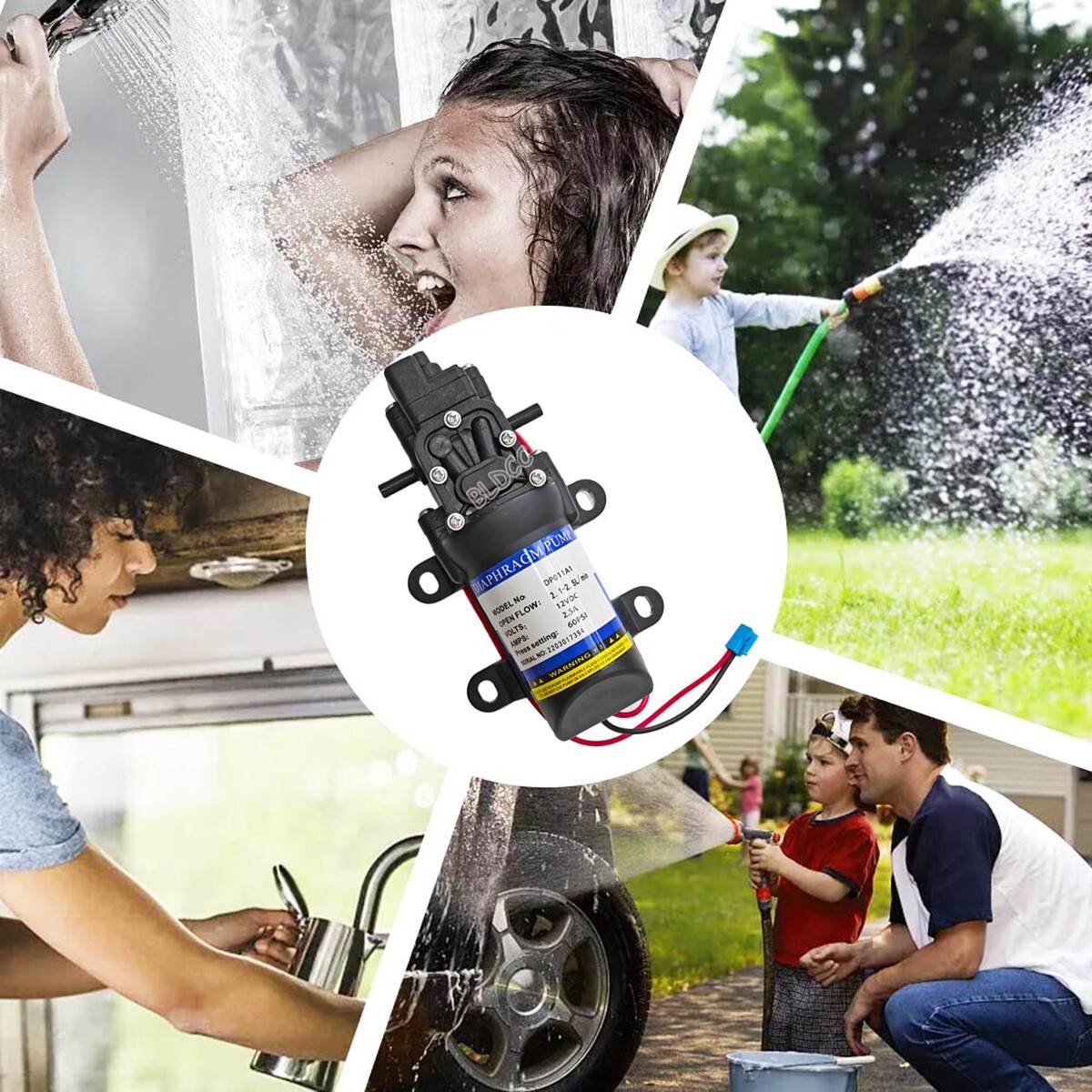 2Pack 60PSI Self-Priming Water Pump Pressure Diaphragm for RV Boat